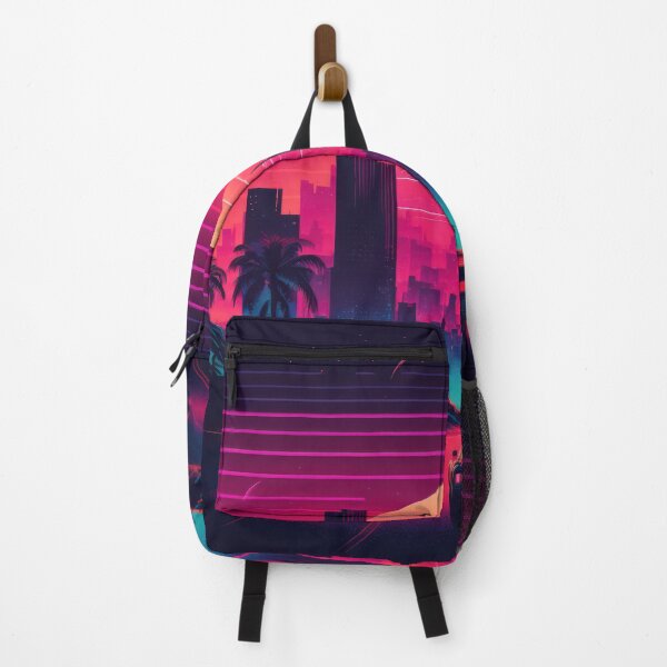 Item preview, Synth wave retro city landscape background at sunset designed and sold by Damian Sobczyk.