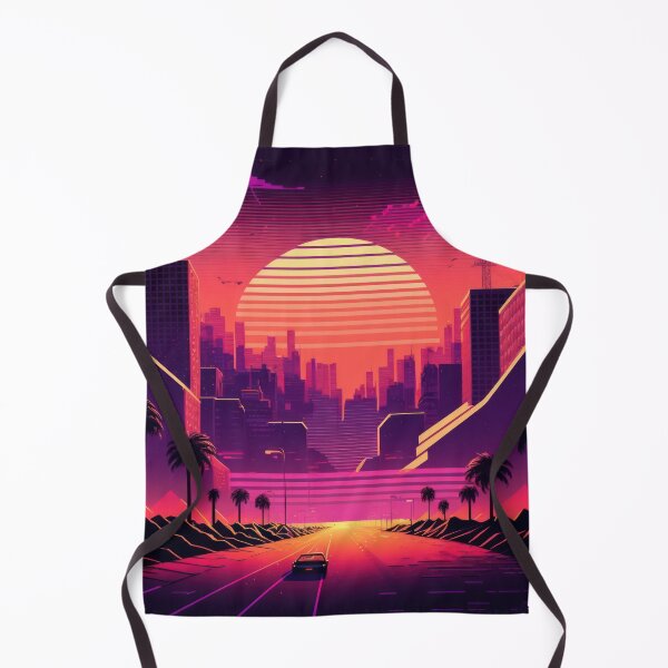 Item preview, Synth wave retro city landscape background at sunset designed and sold by Damian Sobczyk.