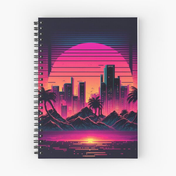 Item preview, Synth wave retro city landscape background at sunset designed and sold by Damian Sobczyk.