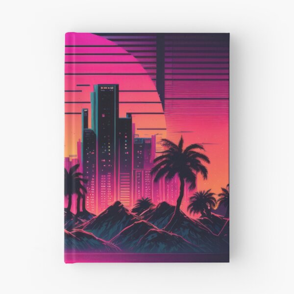 Item preview, Synth wave retro city landscape background at sunset designed and sold by Damian Sobczyk.