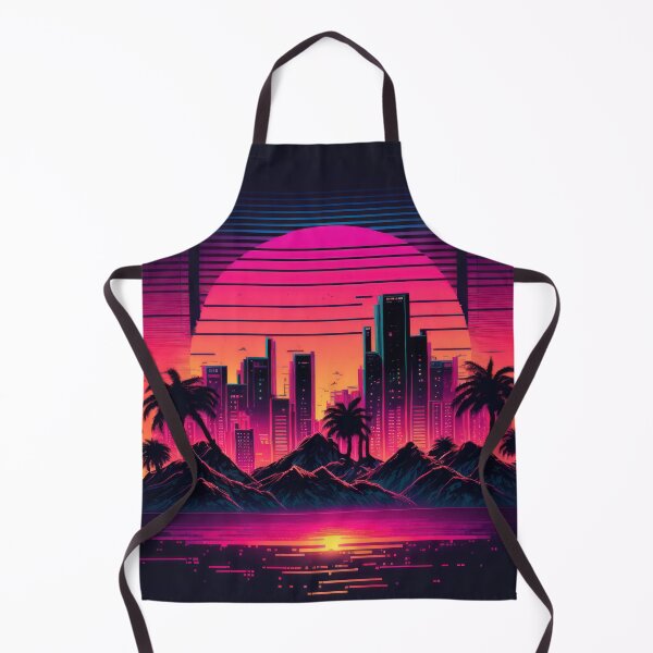 Item preview, Synth wave retro city landscape background at sunset designed and sold by Damian Sobczyk.