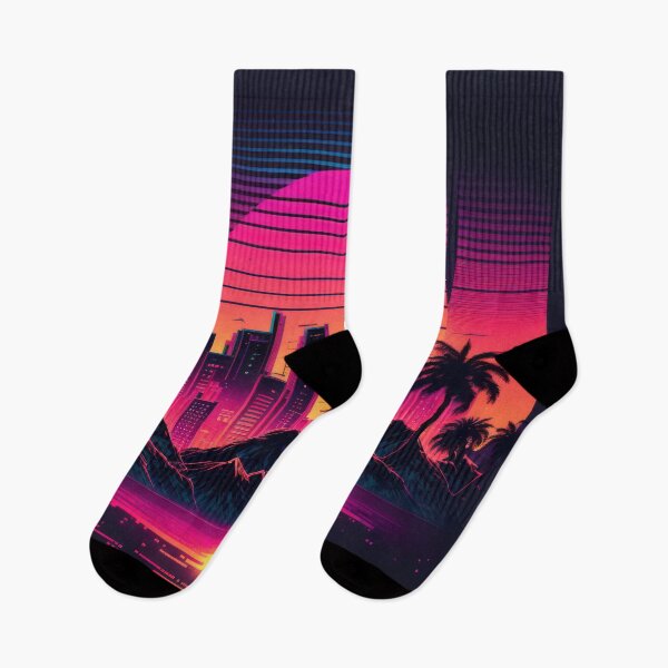 Item preview, Synth wave retro city landscape background at sunset designed and sold by Damian Sobczyk.
