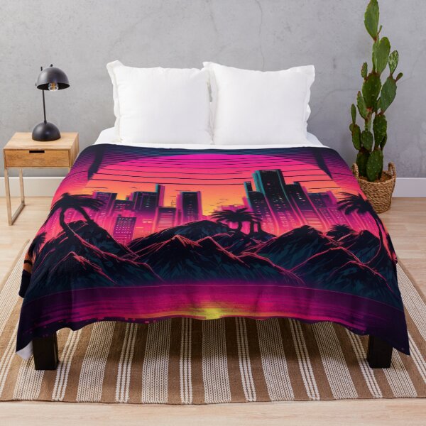 Item preview, Synth wave retro city landscape background at sunset designed and sold by Damian Sobczyk.