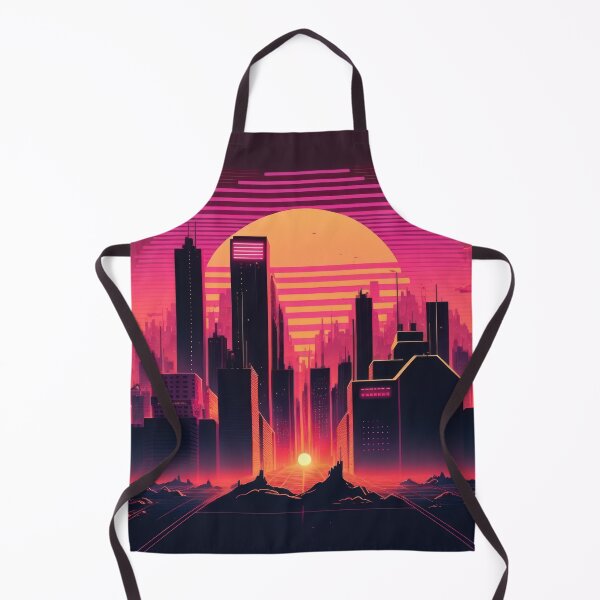 Item preview, Synth wave retro city landscape background at sunset designed and sold by Damian Sobczyk.