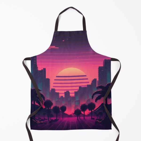 Item preview, Synth wave retro city landscape background at sunset designed and sold by Damian Sobczyk.