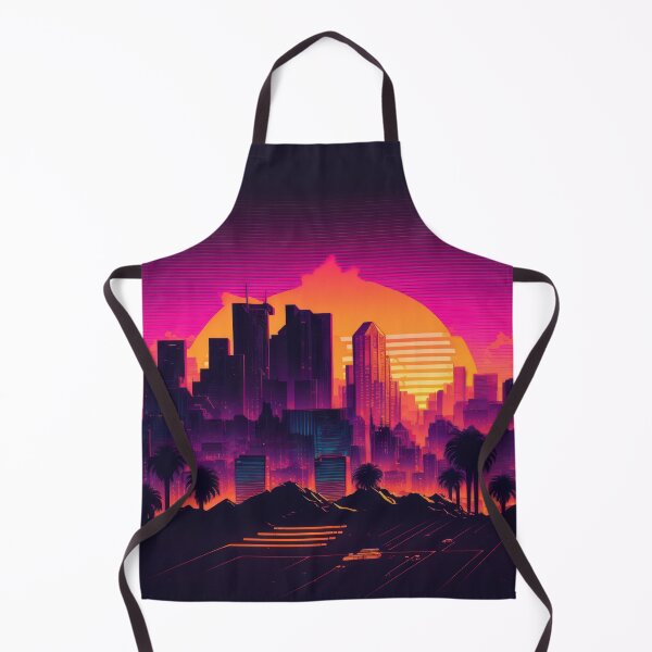 Item preview, Synth wave retro city landscape background at sunset designed and sold by Damian Sobczyk.