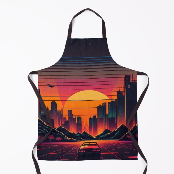 Item preview, Synth wave retro city landscape background at sunset designed and sold by Damian Sobczyk.