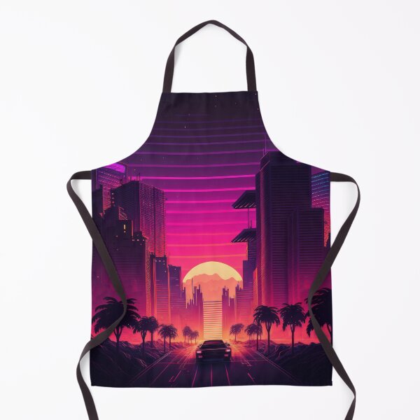 Item preview, Synth wave retro city landscape background at sunset designed and sold by Damian Sobczyk.