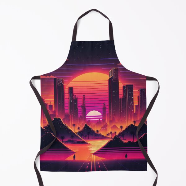 Item preview, Synth wave retro city landscape background at sunset designed and sold by Damian Sobczyk.