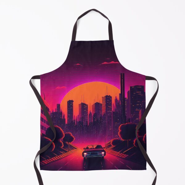 Item preview, Synth wave retro city landscape background at sunset designed and sold by Damian Sobczyk.