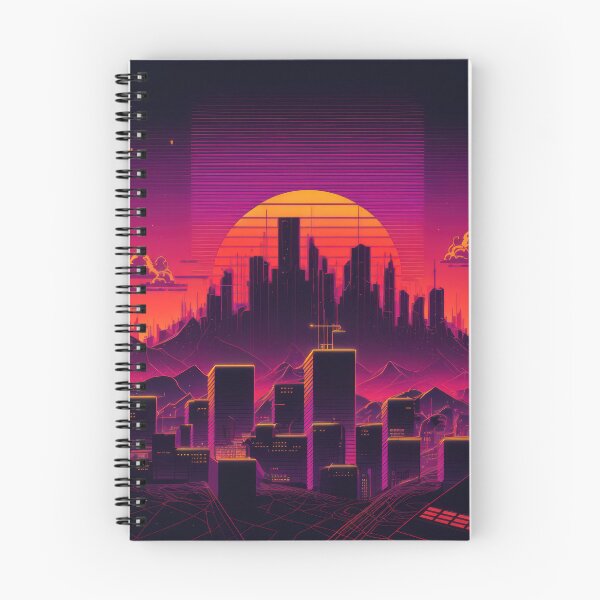 Item preview, Synth wave retro city landscape background at sunset designed and sold by Damian Sobczyk.