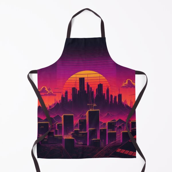 Item preview, Synth wave retro city landscape background at sunset designed and sold by Damian Sobczyk.