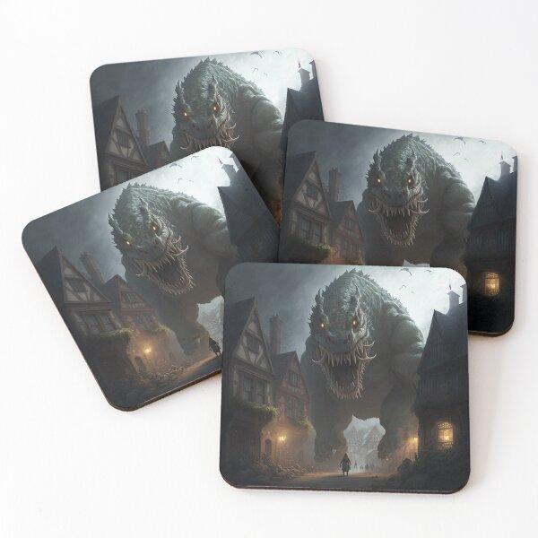 Item preview, Terrifying Monster Attacking Village designed and sold by ArcaneVisions.