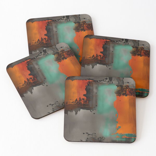 Item preview, Grungy black, gray, orange, green abstract design designed and sold by marvin barth.