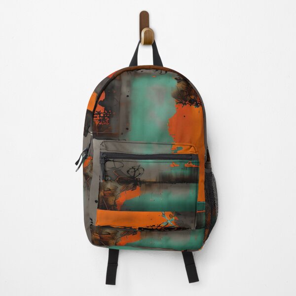 Item preview, Grungy black, gray, orange, green abstract design designed and sold by marvin barth.