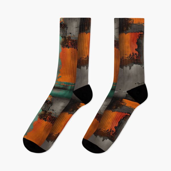 Item preview, Grungy black, gray, orange, green abstract design designed and sold by marvin barth.