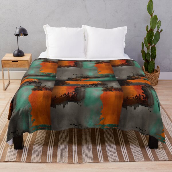 Item preview, Grungy black, gray, orange, green abstract design designed and sold by marvin barth.