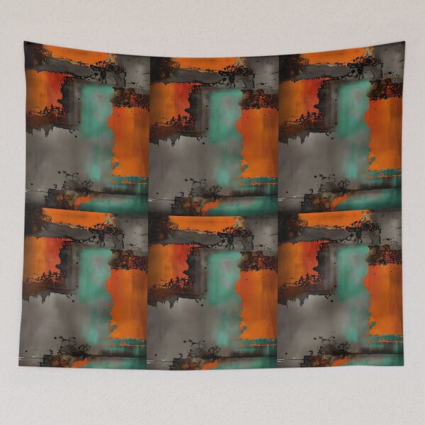 Item preview, Grungy black, gray, orange, green abstract design designed and sold by marvin barth.