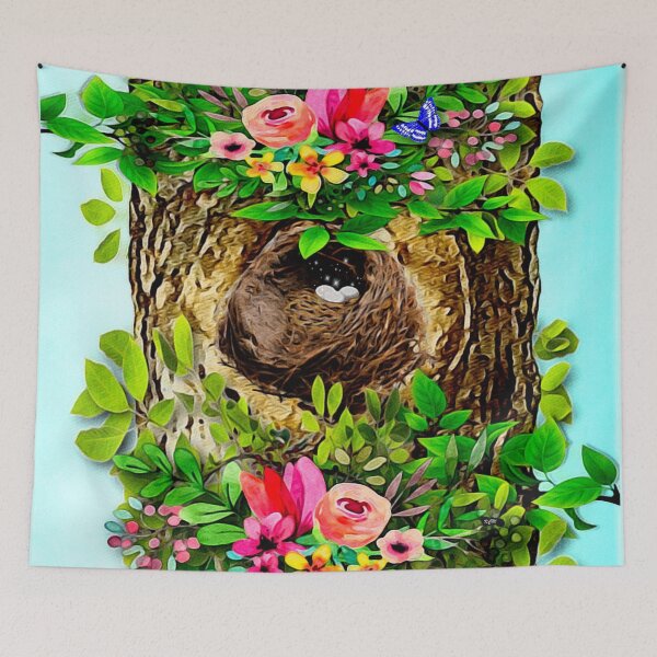 Item preview, Floral Birds Nest with Eggs designed and sold by KC Morcom.