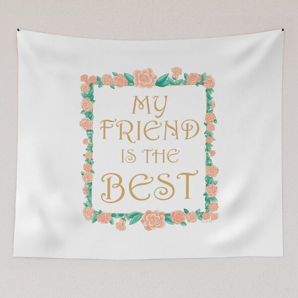 Item preview, My Friend is the Best - Best Friend Gift - Gold & Roses Border - White designed and sold by EcoElsa.