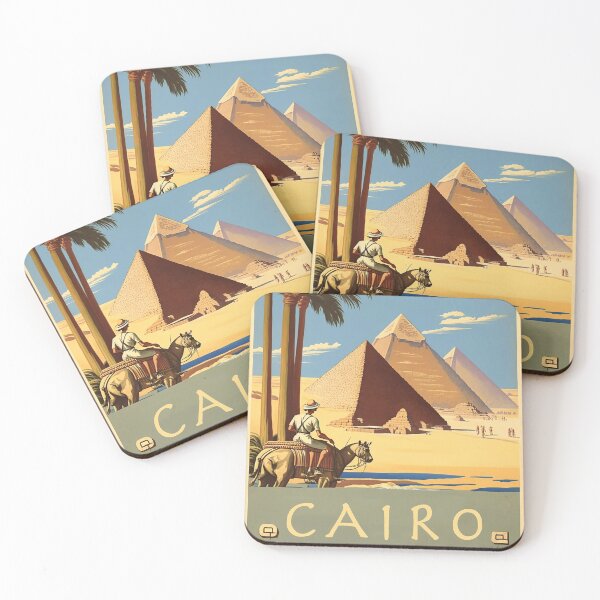 Item preview, Cairo Egypt Pyramids Vintage Travel Poster designed and sold by OldTravelArt.