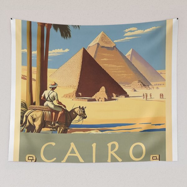 Item preview, Cairo Egypt Pyramids Vintage Travel Poster designed and sold by OldTravelArt.
