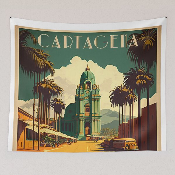 Item preview, Cartagena Colombia Vintage Travel Art Poster designed and sold by OldTravelArt.