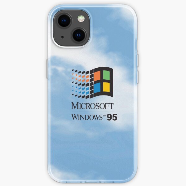 Windows 95 98 Logo With Text On Classic Sky Iphone Case By Mattnovelli Redbubble