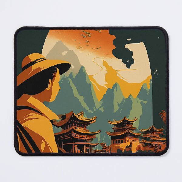 Item preview, China Mountain Pagodas Vintage Travel Art Poster designed and sold by OldTravelArt.