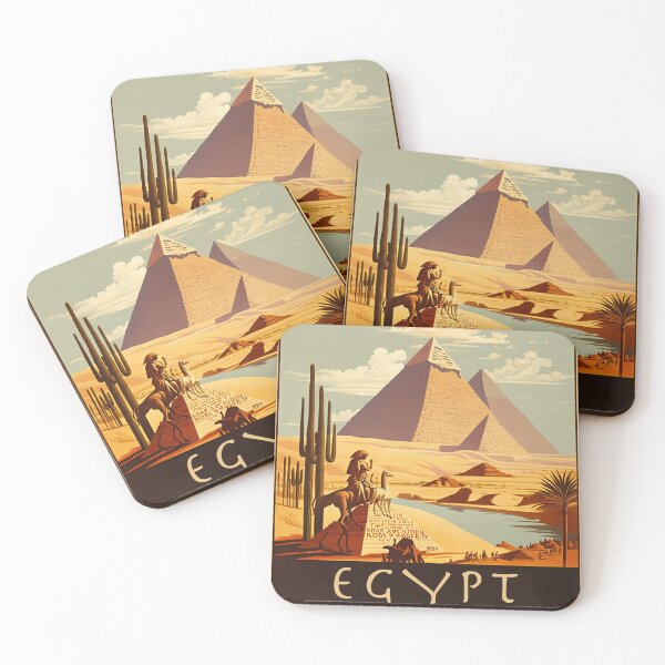 Item preview, Egypt Pyramids Vintage Travel Art Poster designed and sold by OldTravelArt.