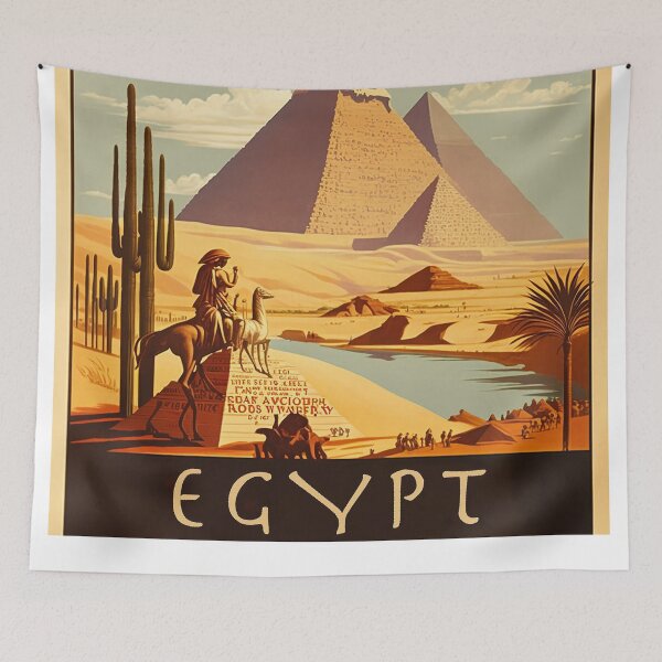 Item preview, Egypt Pyramids Vintage Travel Art Poster designed and sold by OldTravelArt.