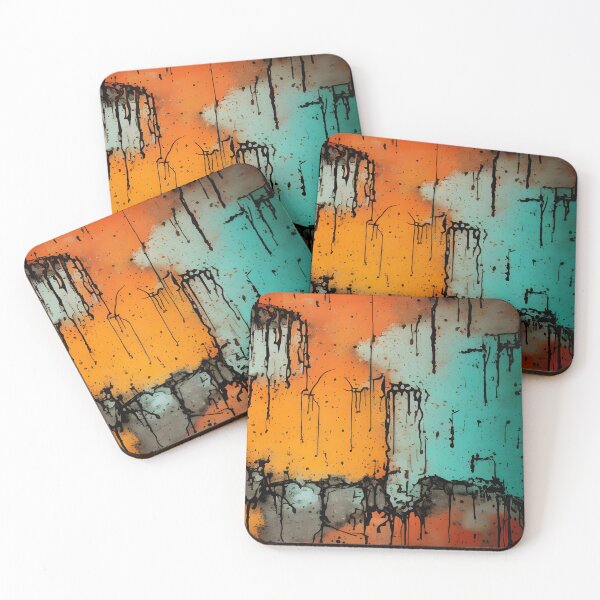 Item preview, Grungy black, orange, green, gray, abstract, vintage design designed and sold by marvin barth.