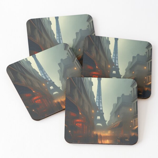 Item preview, Shadowed Paris: Eiffel Tower Amidst Smog in Dark Fantasy Art  designed and sold by Gemini Maison Print.