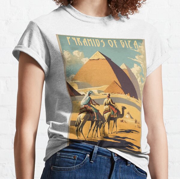 Item preview, Pyramids of Giza Vintage Travel Art Poster designed and sold by OldTravelArt.