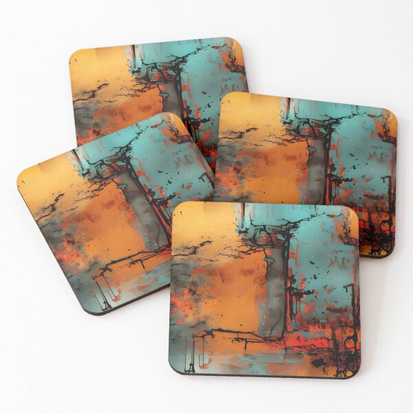 Item preview, Grungy black, orange, teal green, gray, abstract, vintage design designed and sold by marvin barth.