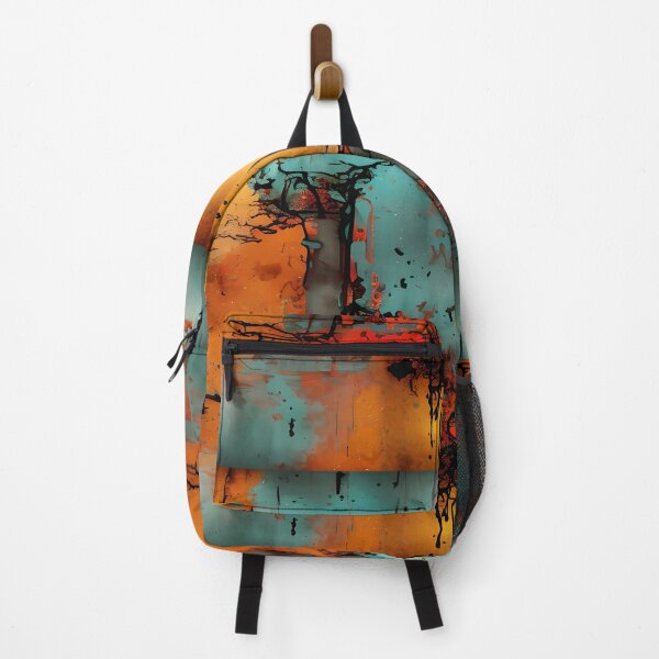 Item preview, Grungy black, orange, teal green, gray, abstract, vintage design designed and sold by marvin barth.
