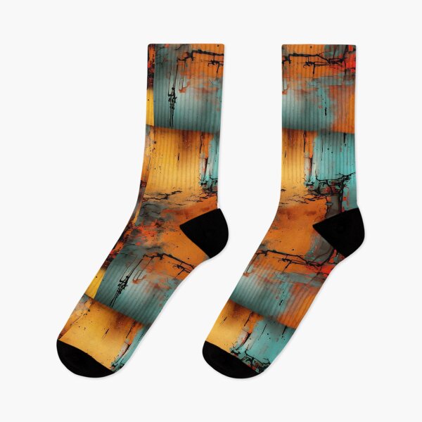 Item preview, Grungy black, orange, teal green, gray, abstract, vintage design designed and sold by marvin barth.