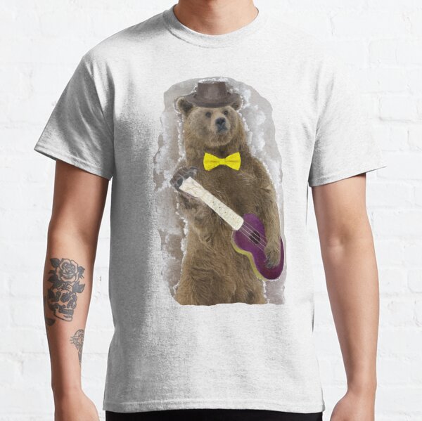 ScatterbrainTees Bear T-Shirt Gift - Bear Playing Guitar Shirt - Men's Bear Shirt - Men's Graphic Tee Bear Guitar Bear Gifts Music Gift