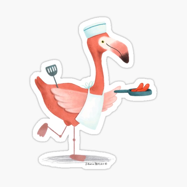 Item preview, Flamingo frying sausages designed and sold by julianamotzko.
