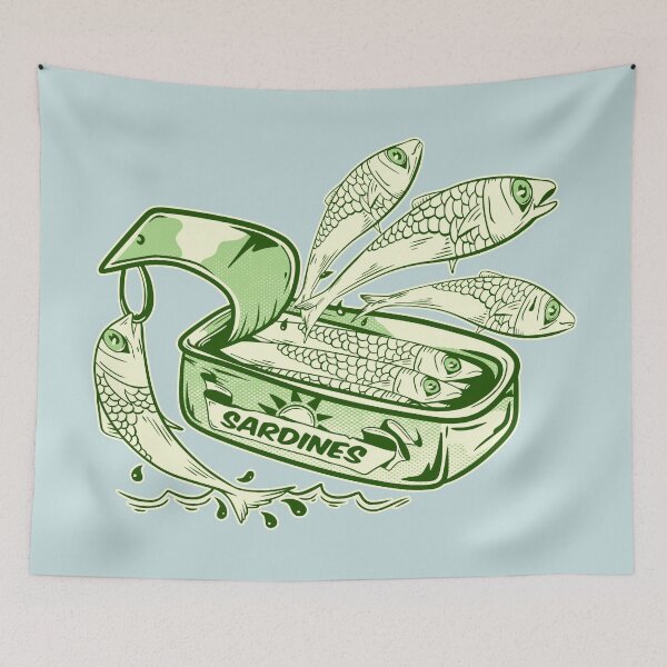 Item preview, Sardines escaping the tin designed and sold by piedaydesigns.