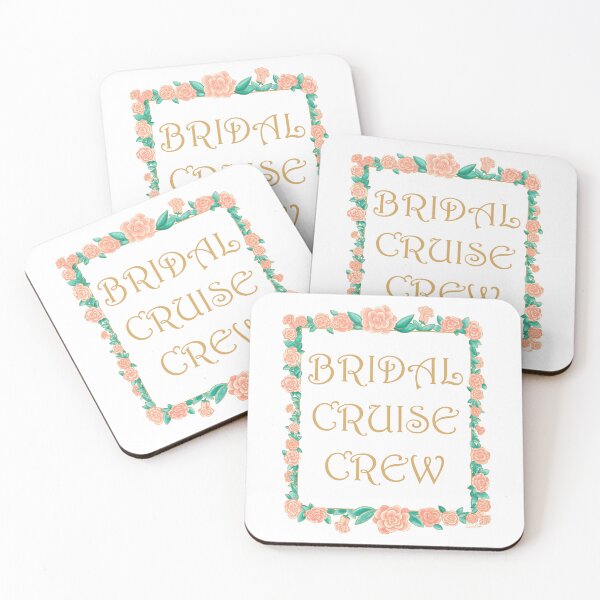 Item preview, Bridal Cruise Crew - Bachelorette Party - Gold & Roses Border - White designed and sold by EcoElsa.