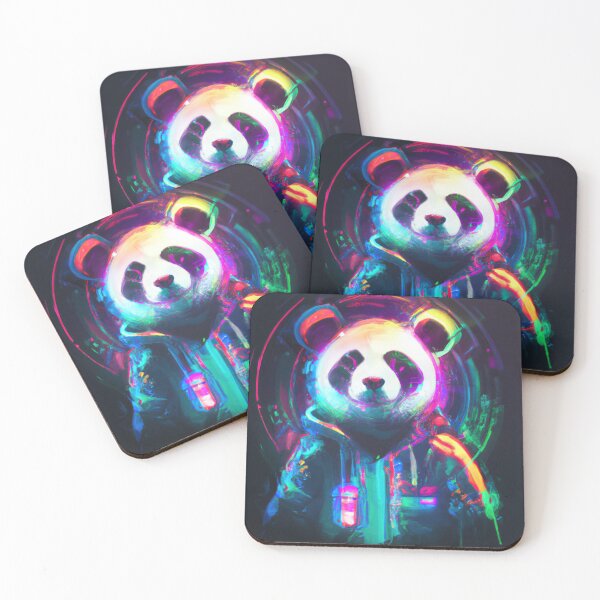Item preview, Futuristic Frenzy: Neon Panda Pop Art designed and sold by Cosmic-graphics.