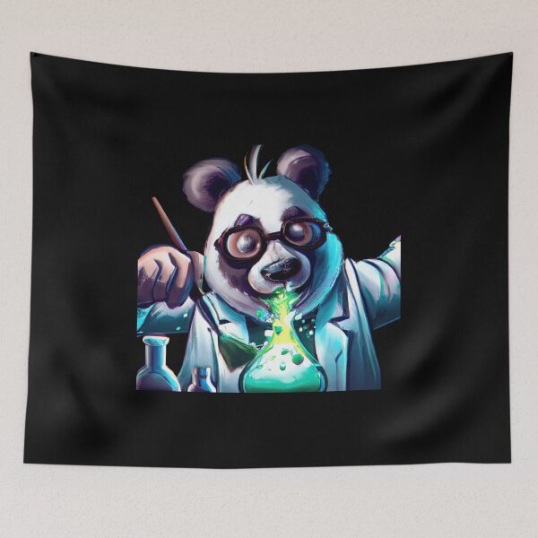Item preview, Neon lab chaos with a panda scientist designed and sold by Cosmic-graphics.