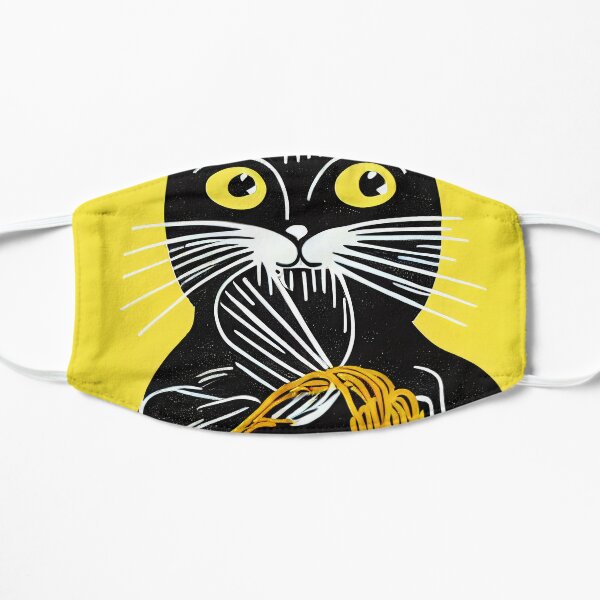 Cat Eating Spaghetti Flat Mask