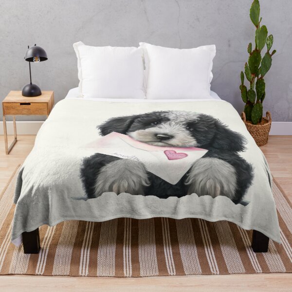 Item preview, Valentines sheepadoodle pup with a love letter - for your dog-loving valentine designed and sold by UmagineArts.