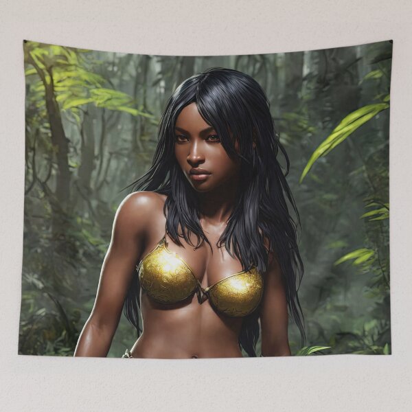 Item preview, Jungle warrior fantasy art, digital art, AI generated designed and sold by Midnight-Hour.