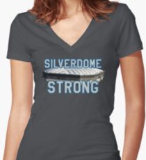 Silverdome Strong - Legendary Pontiac Football Stadium Gear Women's Fitted V-Neck T-Shirt