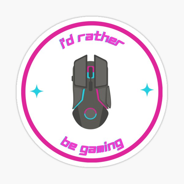 I'd Rather Be Gaming PC Edition (Pink and Blue) Sticker