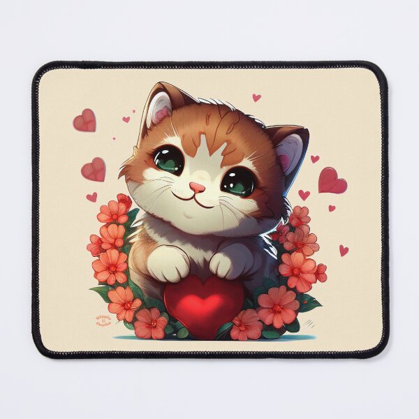 Item preview, Cuteness Overload Ginger Kitten with love hearts and flowers by Orikall designed and sold by HippieWorks.