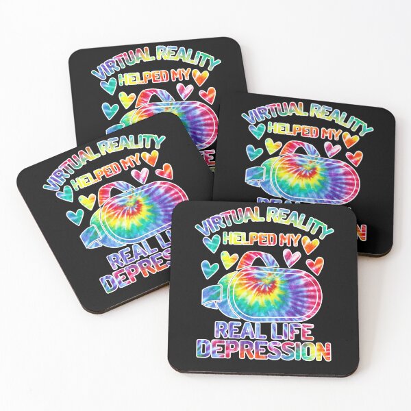 Item preview, Virtual Reality Helps With Depression Tie Dye Cute Virtual Reality Headset Quotes designed and sold by DadJokeDescript.